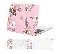 MOSISO Compatible with MacBook Air 13 inch Case M5 M4 M3 M2 2026-2022 A3449 A3240 A3113 A2681 Touch ID, Peony Hard Shell Cover for MacBook Air 13.6 inch Case &Keyboard Skin&Screen Film, Pink