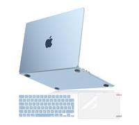 MOSISO Compatible with MacBook Air 15 inch Case 100% Match Official Color M4 M3 M2 2025 2024 2023 A3241 A3114 A2941 Touch ID, Ultra Thin Hard Case&Keyboard Cover&Screen Film, Sky Blue Clear