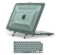 MOSISO Compatible with MacBook Air 15 inch Case 2025 2024 2023 M4 M3 M2, Hard Cover for MacBook Air Case A3241 A3114 A2941 Honeycomb Shockproof TPU Bumper Fold Kickstand&Keyboard Skin, Emerald Green