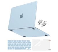 MOSISO Compatible with MacBook Air 15 inch Case 2026-2023, Sky Blue | 4 in 1 Kit Crack-Resistant Reinforced Coners Guard Hard Shell Cover Compatible with MacBook Air 15 inch Case M5 M4 M3 M2