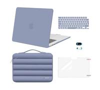 MOSISO Compatible with MacBook Air 15 inch Case 2026 2025-2023 M5 M4 M3 M2 A3448 A3241 A3114 A2941 Touch ID, Hard Shell Cover &Puffy Sleeve Bag&Keyboard Skin&Webcam Cover&Screen Film, Lavender Gray