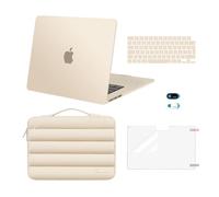 MOSISO Compatible with MacBook Air 15 inch Case 2026 2025-2023 M5 M4 M3 M2 A3448 A3241 A3114 A2941 Touch ID, Hard Shell Cover &Puffy Sleeve Bag&Keyboard Skin&Webcam Cover&Screen Film, Starlight