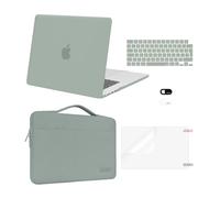 MOSISO Compatible with MacBook Air 15 inch Case M4 M3 M2 2026 2025-2023 A3241 A3114 A2941 Chip with Touch ID, Plastic Hard Shell&Sleeve Bag&Keyboard Skin&Screen Protector&Webcam Cover, Antique Green