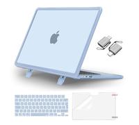 MOSISO Compatible with MacBook Air 15 inch Case M4 M3 M2 2026 2025-2023 A3241 A3114 A2941, Heavy Duty Hard Shell Cover for MacBook Air 15 Fold Kickstand&KeyboardCover&ScreenFilm&Type C, Sky Blue