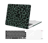 MOSISO Compatible with MacBook Air 15 inch Case M5 M4 M3 M2 2026 2025-2023 A3448 A3241 A3114 A2941 Touch ID, Plastic Leopard Grain Hard Shell Case & Keyboard Cover & Screen Protector, Green