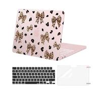 MOSISO Compatible with MacBook Neo 13 inch Laptop Case 2026 Release A3404 with A18 Pro Chip, Leopard Bowknots Anti-Crack Protective Hard Shell Case&Keyboard Cover&Screen Protector, Blush