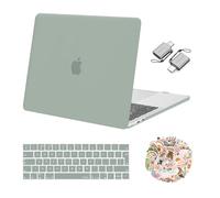 MOSISO Compatible with MacBook Pro 13 inch Case M2 2025 2024 2023-2016 M1 Chip A2338 A2251 A2289 A2159 A1989 A1708 A1706, Plastic Hard Shell&Keyboard Cover&Laptop Decals&Type C Adapter, Antique Green