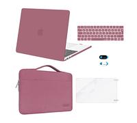 MOSISO Compatible with MacBook Pro 13 inch Case M2 M1 2025 2024 2023-2016 A2338 A2289 A2251 A2159 A1989 A1706 A1708, Hard Shell Cover&Bag&Keyboard Skin&Webcam Cover&Screen Protector, Tea Petal Pink