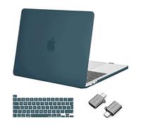 MOSISO Compatible with MacBook Pro 13 inch Case M2 M1 2025, 2024, 2023, 2022-2016 A2338 A2251 A2289 A2159 A1989 A1708 A1706, Hard Shell Cover &Keyboard Skin&Type C Adapter 2 Pack, Deep Teal