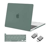 MOSISO Compatible with MacBook Pro 13 inch Case M2 M1 2025, 2024, 2023, 2022-2016 A2338 A2251 A2289 A2159 A1989 A1708 A1706, Hard Shell Cover &Keyboard Skin&Type C Adapter 2 Pack, Midnight Green