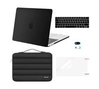 MOSISO Compatible with MacBook Pro 13 inch Case M2 M1 2026 2025-2016 A2338 A2251 A2289 A2159 A1989 A1708 A1706 Chip, Hard Shell&Puffy Sleeve Bag&Keyboard Skin&Webcam Cover&Screen Protector, Black
