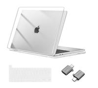 MOSISO Compatible with MacBook Pro 13 inch Case M2 M1 2026 2025 2024 2023 2022-2016 A2338 A2251 A2289 A2159 A1989 A1708 A1706, Hard Shell Cover &Keyboard Skin&Type C Adapter 2 Pack, Crystal Clear