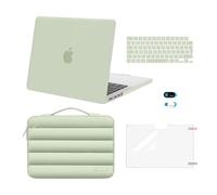 MOSISO Compatible with MacBook Pro 14 inch Case 2025-2021 M5 M4 M3 M2 M1 A3434 A3112 A3185 A3401 A2918 A2992 A2779 A2442, Hard Shell Cover &Puffy Bag&KeyboardSkin&Webcam Cover&Screen Film, Sage Green