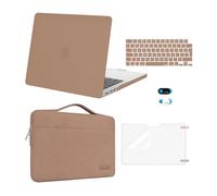 MOSISO Compatible with MacBook Pro 14 inch Case 2026-2021 M5 M4-M1 A3427 A3426 A3434 A3112 A3185 A3401 A2918 A2992 A2779, Hard Shell&Sleeve Bag&Keyboard Skin&Screen Film&Webcam Cover, Caramel Brown