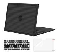 MOSISO Compatible with MacBook Pro 14 inch Case 2026-2021 M5 M4 M3 M2 M1 A3427 A3426 A3434 A3112 A3185 A3401 A2918 A2992, Heavy Duty Stripe Bumper Hard Shell&Keyboard Skin&Screen Film, Black