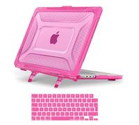 MOSISO Compatible with MacBook Pro 16 inch Case 2025 2024 2023-2021 M4 M3 M2 M1 A3403 A3186 A2991 A2780 A2485, Honeycomb Shockproof TPU Bumper Hard Shell Fold Kickstand &Keyboard Cover, Rose Red