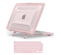 MOSISO Compatible with MacBook Pro 16 inch Case 2025 2024 2023-2021 M4 M3 M2 M1 A3403 A3186 A2991 A2780 A2485, Honeycomb Shockproof TPU Bumper Hard Shell Fold Kickstand &Keyboard Cover, Pink