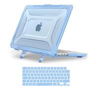 MOSISO Compatible with MacBook Pro 16 inch Case 2026-2021 M5 M4 M3 M2 M1 A3429 A3428 A3403 A3186 A2991 A2780 A2485,Honeycomb Shockproof TPU Bumper Hard Shell Fold Kickstand &KeyboardSkin, Air Blue