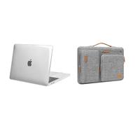 MOSISO Crystal Clear Hard Case Cover Compatible with MacBook Pro 13 inch M2 M1 Display, and 13 inch Gray Side-Opening Laptop Bag & Handle