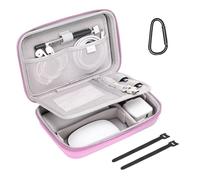 MOSISO Electronic Organizer Travel Case Compatible with MacBook Power Adapter, Compatible with Magic Mouse & Pencil, SD Card, USB Flash Disk with 4 Modular Insert & 2 Cable Tie & Snap Hook, Pink