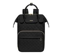 MOSISO Laptop Backpack for Women Men 15.6 inch, 15-16 inch Laptop Bag Rhombus Quilted Flight Approved Travel with PU Handle, Rucksack Bag Back Pack with USB Port for College Work Business, Black