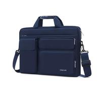 MOSISO Laptop Bag 13.3 inch, 13-13.3 inch Computer Shoulder Bag Compatible with MacBook Air/Pro 13/Pro 14, HP Dell ASUS Notebook &2 Raised&1 Flapover&1 Horizontal Pocket&Handle&Belt, Navy Blue