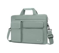 MOSISO Laptop Bag 13.3 inch, 13-13.3 inch Computer Shoulder Bag Compatible with MacBook Air/Pro 13/Pro 14, HP Dell ASUS Notebook &2 Raised&1 Flapover&1 Horizontal Pocket&Handle&Belt, Antique Green