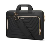 MOSISO Laptop Bag 13.3 inch, 13-14 inch Computer Shoulder Bag Compatible with MacBook Pro/Air, HP, Dell, Lenovo, Asus, Messenger Case Front Inverted Trapezoid Quilted Pocket & Belt, Black