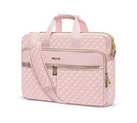 MOSISO Laptop Bag 13.3 inch, Briefcase for Women&Men, 13-14 inch Laptop Case Square Quilted Computer Messenger Bag Office Travel Business with 3 Pockets&Strap, Pink