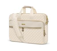 MOSISO Laptop Bag 13.3 inch, Briefcase for Women&Men, 13-14 inch Laptop Case Square Quilted Computer Messenger Bag Office Travel Business with 3 Pockets&Strap, Beige