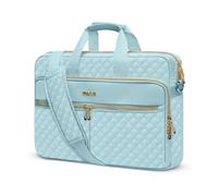 MOSISO Laptop Bag 13.3 inch, Briefcase for Women&Men, 13-14 inch Laptop Case Square Quilted Computer Messenger Bag Office Travel Business with 3 Pockets&Strap, Ice Blue