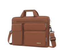 MOSISO Laptop Bag 16 inch, 15-15.6 inch Computer Shoulder Bag Compatible with MacBook Air 15 M4 M3 M2/Pro 16 M4 M3 M2 M1, Notebook &2 Raised&1 Flapover&1 Horizontal Pocket&Handle&Belt, Caramel Brown
