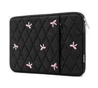 MOSISO Laptop Case 13-13.3 inch, Laptop Sleeve Compatible with MacBook Neo 13/Air 13 13.6/Pro 13/Pro 14, HP Dell ASUS Lenovo, Rhombus Bowknot Quilted Carrying Computer Bag with Vertical Pocket, Black