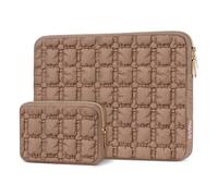 MOSISO Laptop Case 13.3 inch, 13-14 inch Laptop Sleeve Compatible with MacBook Air 13 13.6/Pro 13/Pro 14, HP Dell ASUS Lenovo, Puffy Raised Quilted Grid Carrying Computer Bag with Small Case, Brown