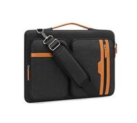 MOSISO Laptop Case 13.3 inch, 13 inch Laptop Shoulder Bag, Black | Compatible with MacBook Pro 14, 360 Protective Side Open Computer Bag with 2 Rectangle Zipper Pockets&Extendable Handle