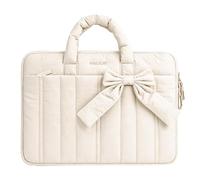 MOSISO Laptop Case 13.3 inch Compatible with MacBook Neo/Air/Pro13/14,Sand | 13-13.3 inch Puffy Laptop Sleeve Compatible with HP Dell ASUS Lenovo, Rectangle Quilted Bag with Bow&Handle&Soft Lining