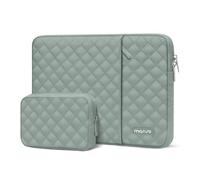 MOSISO Laptop Case 15 inch, 15 inch Laptop Sleeve Bag Compatible with MacBook Air M4 M3 M2 2025-2023, Surface, Dell XPS, Square Quilted Vertical Computer Bag with Pocket&Small Case, Antique Green