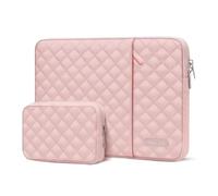 MOSISO Laptop Case 15 inch, 15 inch Laptop Sleeve Bag Compatible with MacBook Air M4 M3 M2 2025-2023, Surface, Dell XPS, Square Quilted Vertical Computer Bag with Pocket&Small Case, Chalk Pink