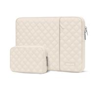 MOSISO Laptop Case 15 inch, 15 inch Laptop Sleeve Bag Compatible with MacBook Air M4 M3 M2 2025-2023, Surface, Dell XPS, Square Quilted Vertical Computer Bag with Pocket&Small Case, Sand