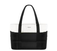 MOSISO Laptop Tote Bag for Women, Puffy Quilted Lightweight Work Tote Bag with Laptop Compartment & Trolley Belt, 15.6 inch Large Capacity Handbag Shoulder Bag for Teacher, Work, Office, Nurse, Black