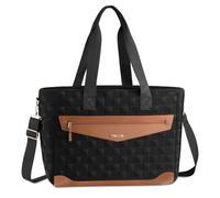 MOSISO Laptop Tote Bag for Women, Square Quilted Lightweight Work Tote Bag with Laptop Compartment & Trolley Belt, 15.6 inch Large Capacity Handbag Shoulder Bag for Teacher,Work,Office,Nurse, Black