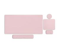 MOSISO Large Gaming Mouse Pad&Massage Keyboard Wrist Rest&Mousepad&Wrist Rest&Coaster,Ergonomic Non-Slip Base Pad Set&Pain Relief Easy Typing Cushion with Memory Foam for Home Office, Pink