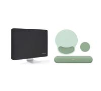 MOSISO Monitor Dust Cover&Wrist Rest Support Set , Black&Antique Green | Computer Screen Protective Sleeve Compatible with iMac 24, 22-25 inch PC