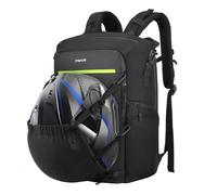 MOSISO Motorcycle Bike Helmet Backpack Bag, Large Capacity Riding Backpack for Motorcycle Riders, Expandable Motorbike Helmet Bag with Back Full Open Laptop Compartment&Hidden Net, Black