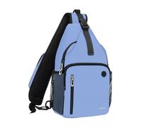MOSISO Sling Backpack Bag, Crossbody Shoulder Backpack Travel Hiking Daypack Chest Bag with Front Square Pocket&USB Charging Port, Air Blue