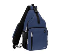 MOSISO Sling Backpack Bag, Crossbody Shoulder Backpack Travel Hiking Daypack Chest Bag with Front Square Pocket&USB Charging Port, Navy Blue
