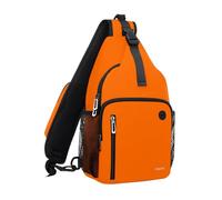 MOSISO Sling Backpack Bag, Crossbody Shoulder Backpack Travel Hiking Daypack Chest Bag with Front Square Pocket&USB Charging Port, Orange