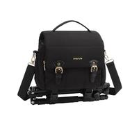 MOSISO Small Camera Bag for Photographers, Puffy Camera Shoulder Bag for DSLR/SLR Cameras, Padded Flap Crossbody Photography Handbag for Women with Tripod Holder&Rain Cover for Canon/Nikon/Sony, Black