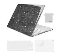 MOSISO Sparkly Glitter Case Compatible with MacBook Neo 13 inch 2026 Release A3404 with A18 Pro Chip, Crack-Resistant Protective Hard Shell Case&Keyboard Cover Skin&ScreenFilm&Pouch, Black