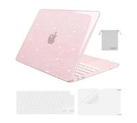MOSISO Sparkly Glitter Case Compatible with MacBook Neo 13 inch 2026 Release A3404 with A18 Pro Chip, Crack-Resistant Protective Hard Shell Case&Keyboard Cover Skin&ScreenFilm&Pouch, Blush